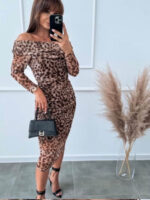 Vestido bardotte animal print