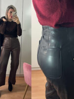 Pantalón de polipiel detalle botones dorados