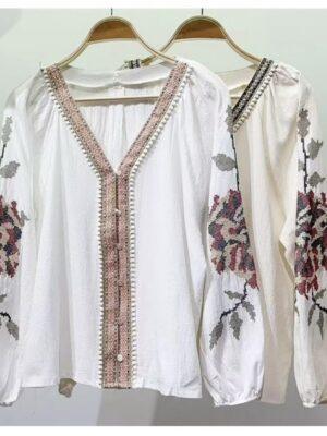 Camisa bordada punto de cruz