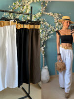 Pantalón linoso con cinturón