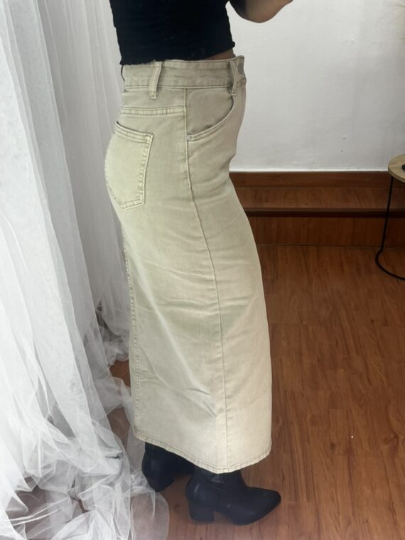 Falda denim beige