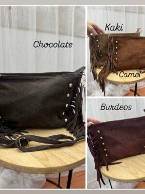 Bolso cuadrado flequitos piel vuelta