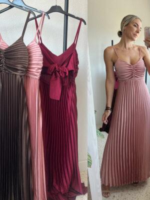 Vestido plisado lazo