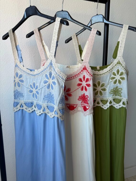 Vestido croché tejido combinado