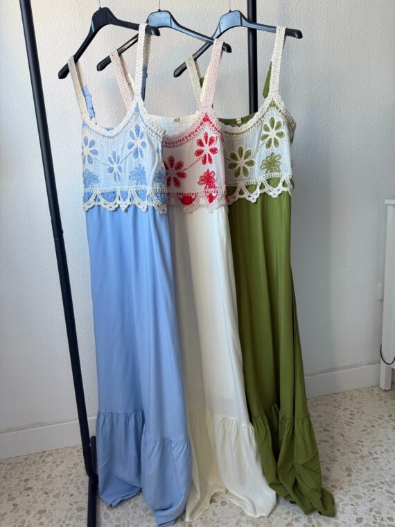Vestido croché tejido combinado