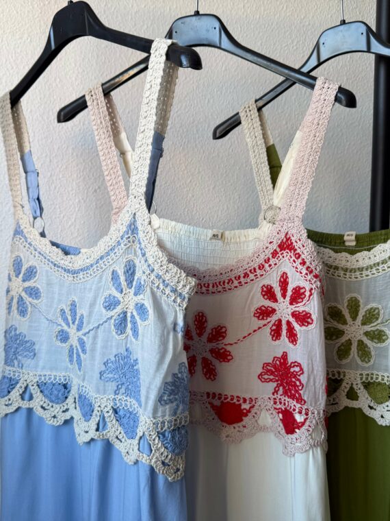 Vestido croché tejido combinado