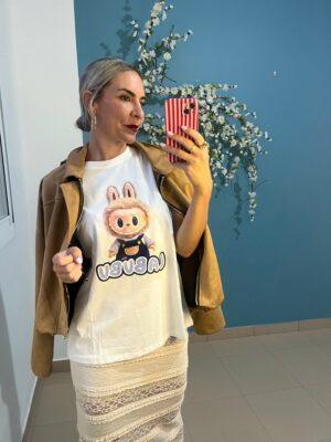 Camiseta Labubu beige