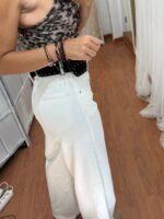 Jean beige costuras marrones