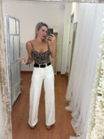 Jean beige costuras marrones