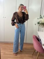 Jean wide leg abotonado