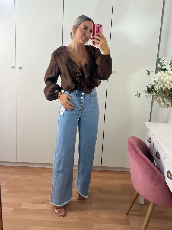 Jean wide leg abotonado