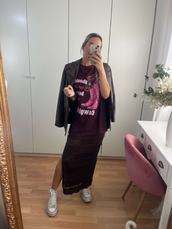 Camiseta Cow boy boots burdeos