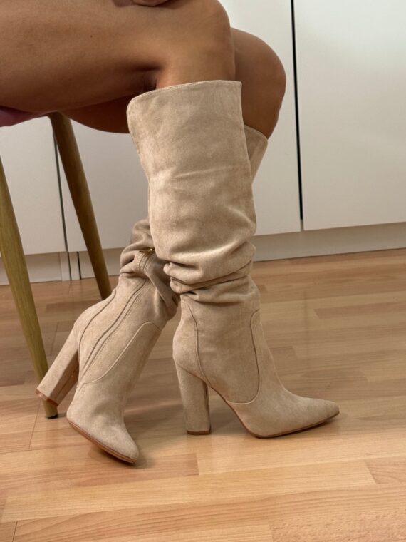 Bota antelina beige caña alta