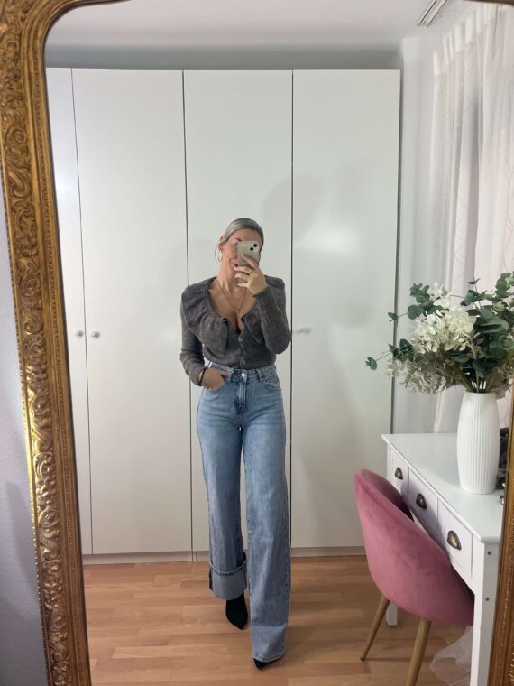 Jean wide leg tiro alto