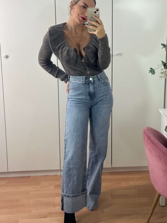 Jean wide leg tiro alto