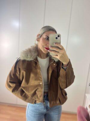 Bomber Antelina pelo en el cuello