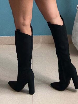Bota tacón antelina corte cow