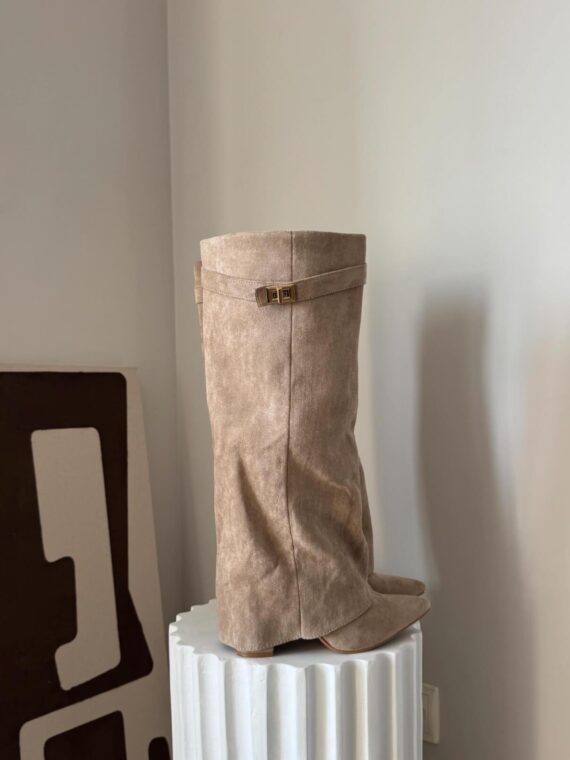 Bota polaina beige antelina