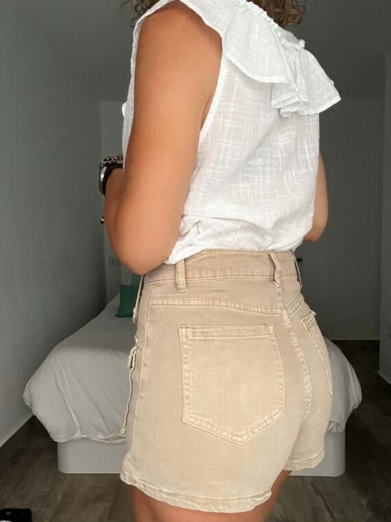 Falda pantalón denim beige