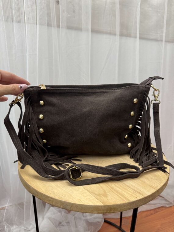 Bolso cuadrado flequitos piel vuelta