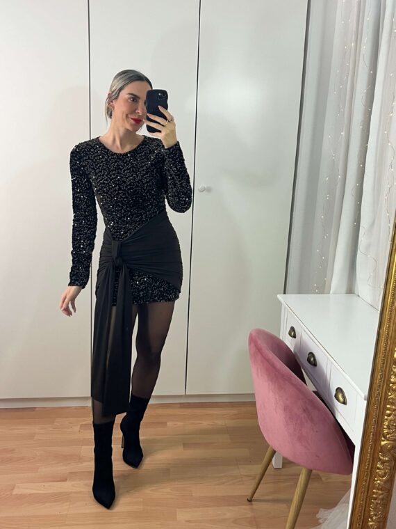 Vestido lentejuelas lazo