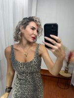 Vestido denim animal print