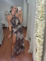 Vestido animal print largo