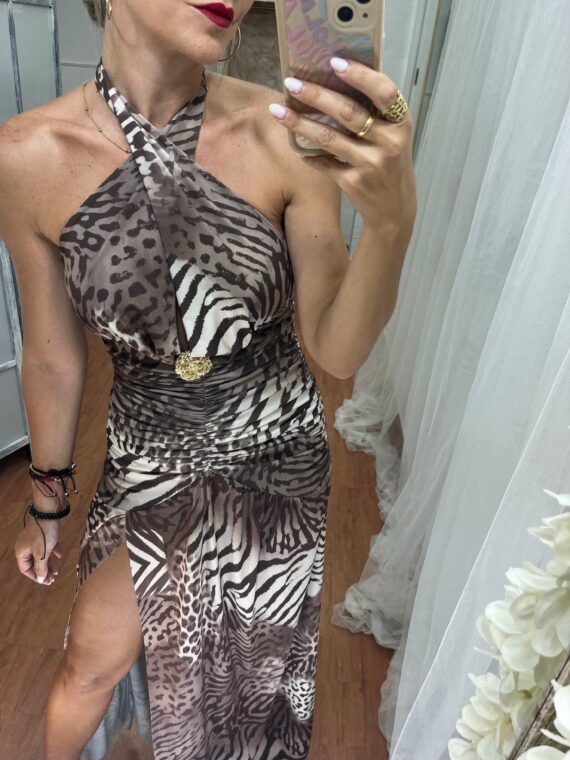 Vestido animal print largo