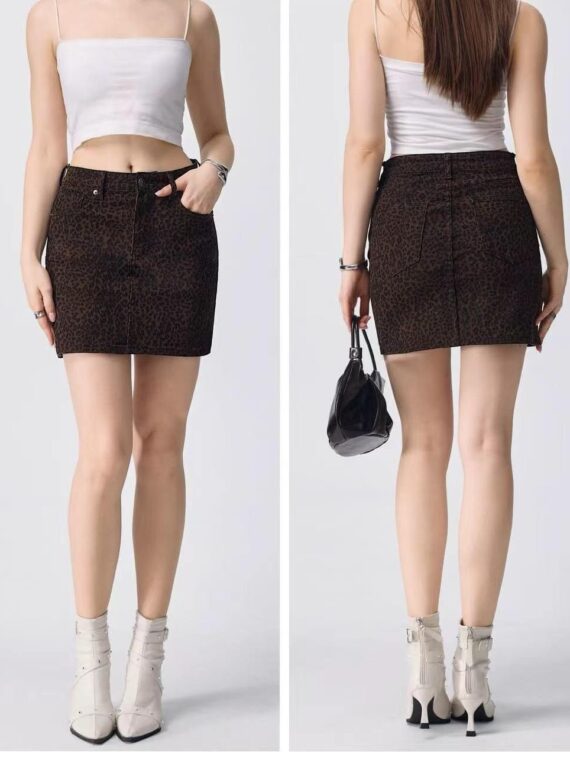 Falda denim animal print